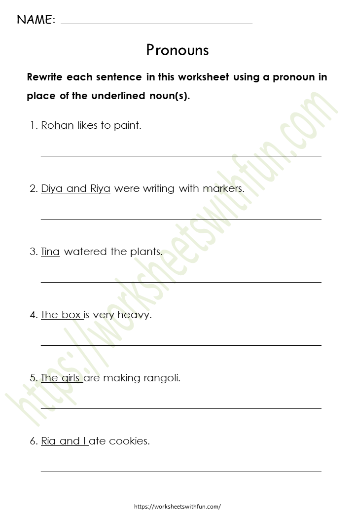 Course English Class 1 Topic Pronoun